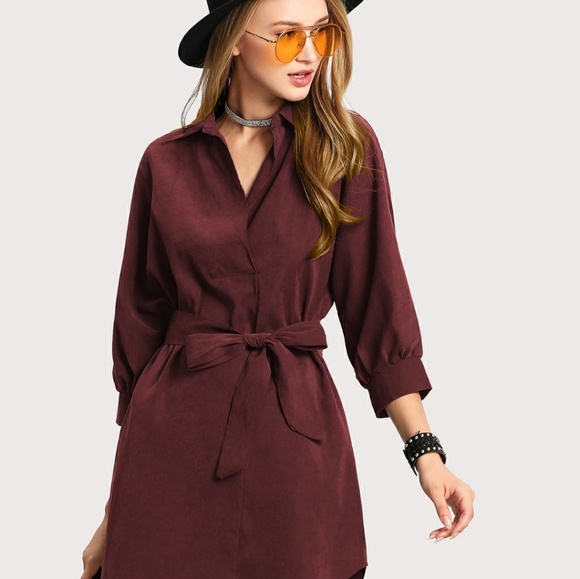 New Tie Waist Shirt Dress - Picture 4 of 6